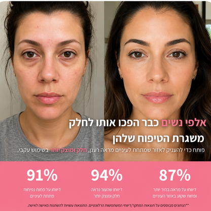 נראית עייפה גם כשישנת מספיק? ™GlowixEye מחזיר לעיניים מבט ער — בלי העיגולים ובלי הנפיחות.